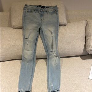 Hollister Blue Skinny Jeans with Distressed Details